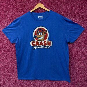 Crash Bandicoot Blue Graphic Retro Game T-Shirt 2XL